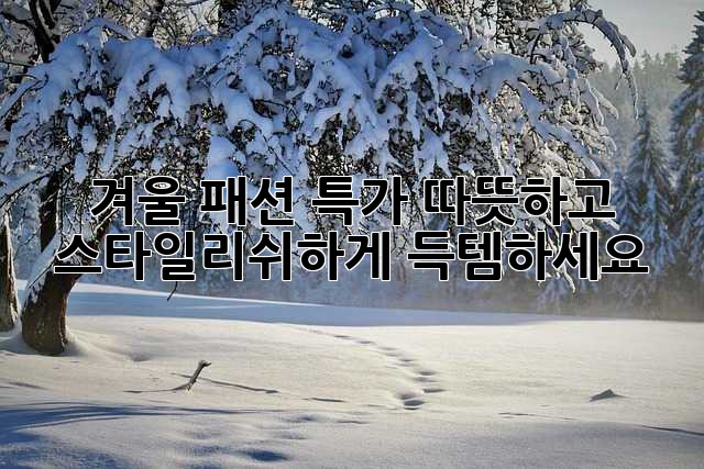 겨울 패션 특가! 따뜻하고 스타일리쉬하게 득템하세요!