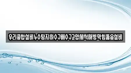 우리종합설비누수탐지하수구배수구고압세척해빙막힘뚫음설비