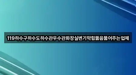 119하수구하수도하수관우수관화장실변기막힘뚫음뚫어주는업체